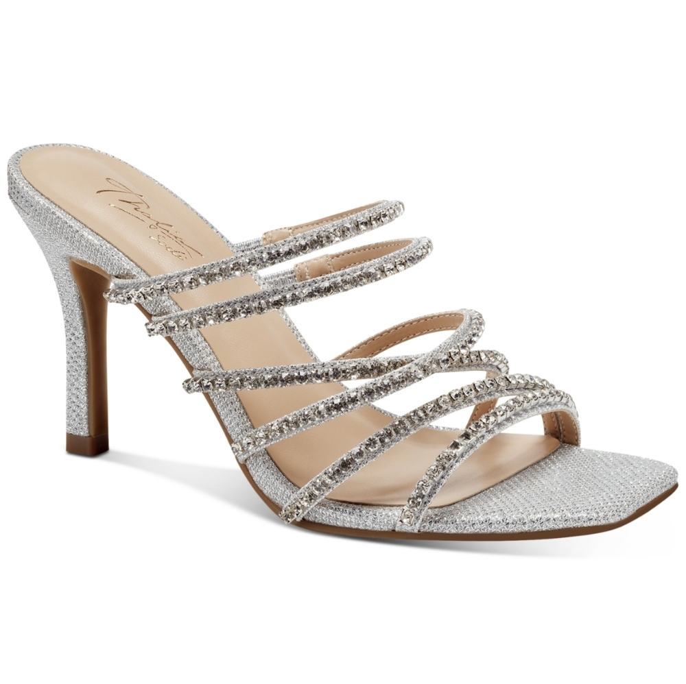 Thalia Sodi Women's Dahlia Embellished Dress Sandals - Silver, used with defects
